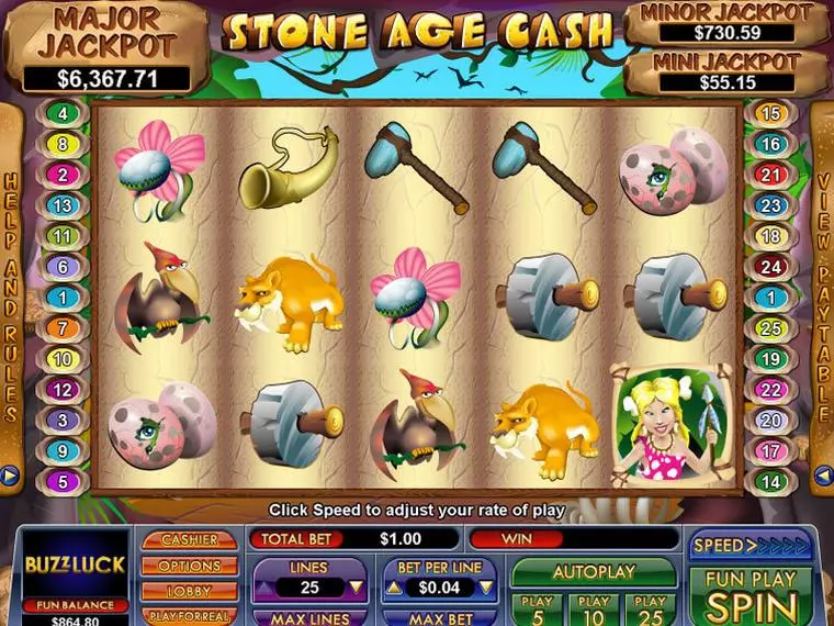  Main Screen Reels at Stone Age Cash 5 Reel Mobile Real Slot created by NuWorks