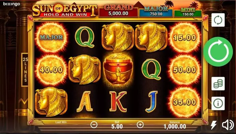  Main Screen Reels at Sun Of Egypt 5 Reel Mobile Real Slot created by Booongo