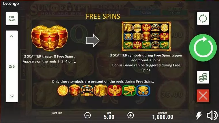  Bonus 1 at Sun Of Egypt 5 Reel Mobile Real Slot created by Booongo