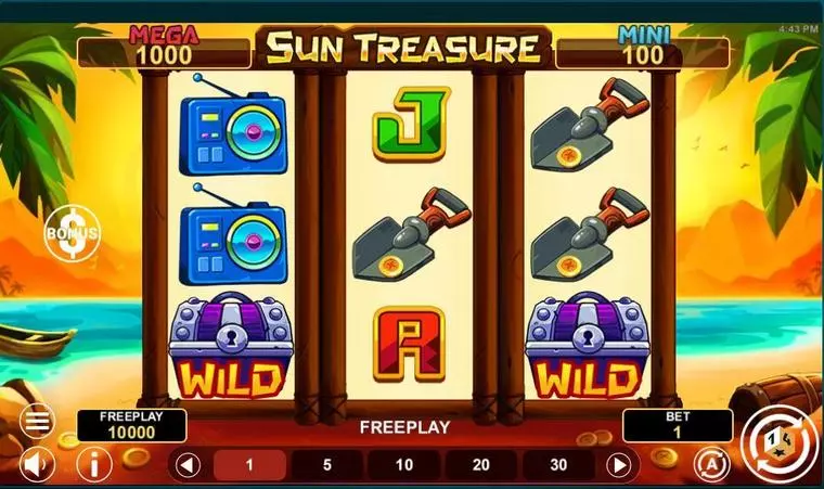  Main Screen Reels at Sun Treasure 3 Reel Mobile Real Slot created by 1Spin4Win
