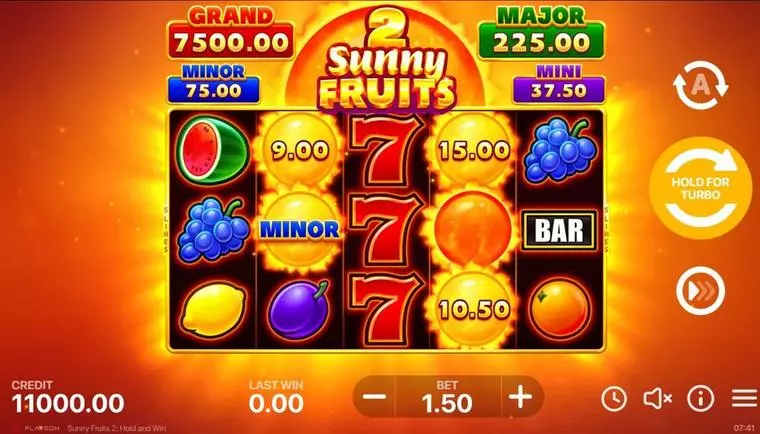  Main Screen Reels at Sunny Fruits 2: Hold and Win 5 Reel Mobile Real Slot created by Playson