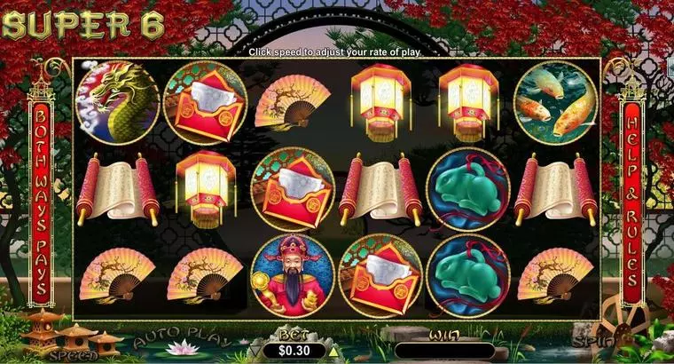 Main Screen Reels at Super 6 6 Reel Mobile Real Slot created by RTG