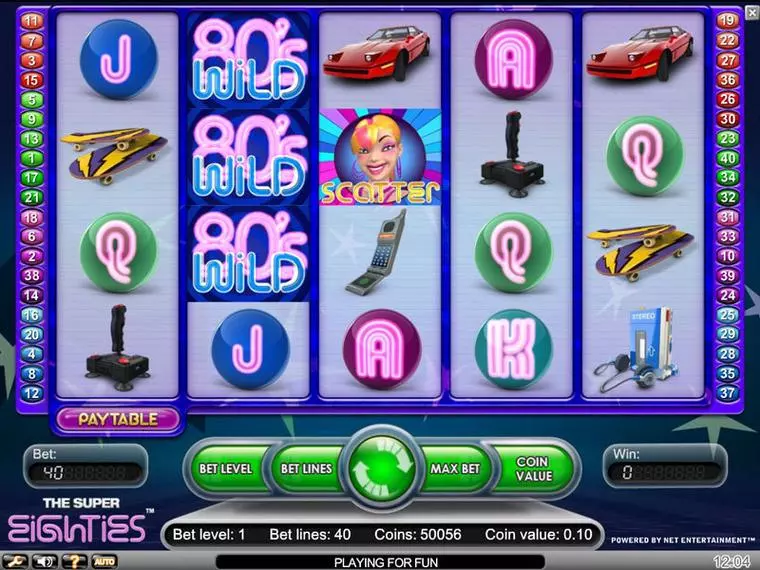  Main Screen Reels at Super Eighties 5 Reel Mobile Real Slot created by NetEnt
