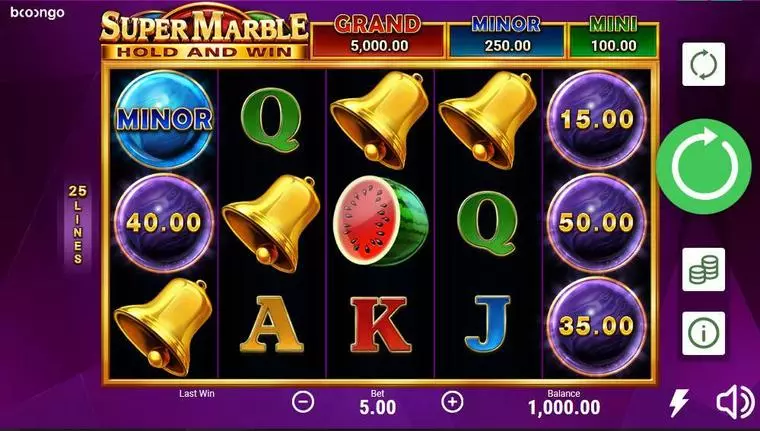 Main Screen Reels at Super Marble 5 Reel Mobile Real Slot created by Booongo