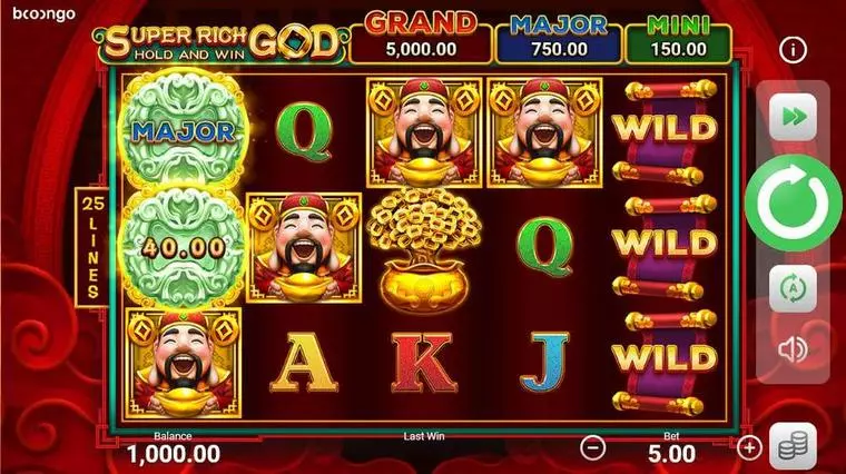  Main Screen Reels at Super Rich God: Hold and Win 5 Reel Mobile Real Slot created by Booongo