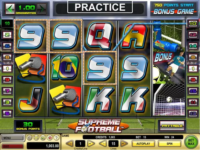  Main Screen Reels at Supreme Football 5 Reel Mobile Real Slot created by GTECH
