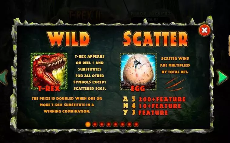  Info and Rules at T-Rex II 5 Reel Mobile Real Slot created by RTG