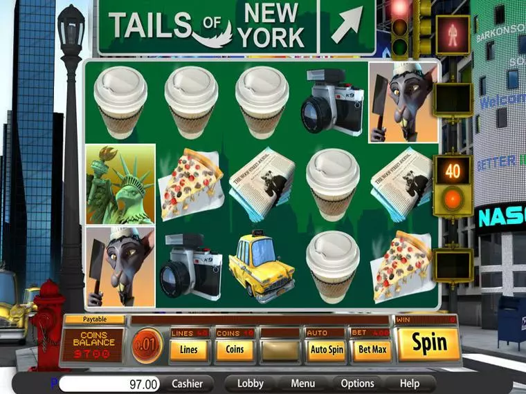  Main Screen Reels at Tails of New York 5 Reel Mobile Real Slot created by Saucify