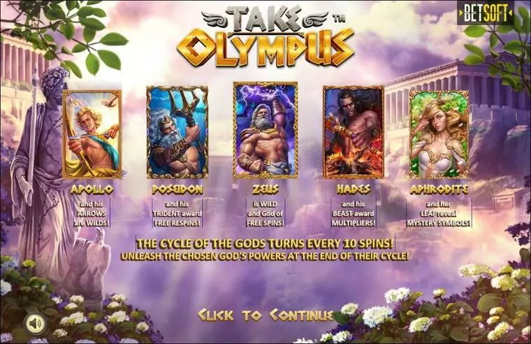  Info and Rules at Take Olympus 5 Reel Mobile Real Slot created by BetSoft