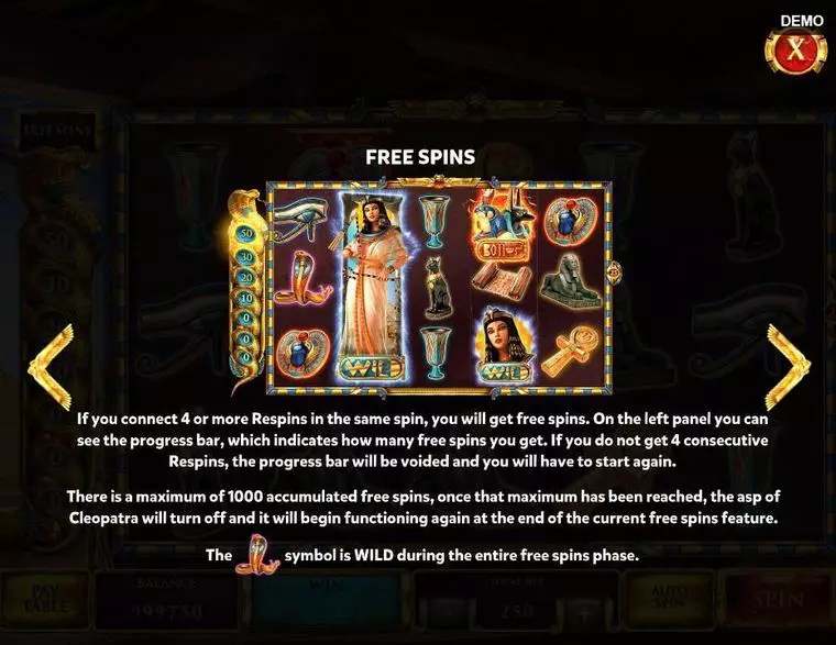  Bonus 3 at The Asp of Cleopatra 5 Reel Mobile Real Slot created by Red Rake Gaming