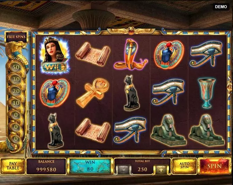  Paytable at The Asp of Cleopatra 5 Reel Mobile Real Slot created by Red Rake Gaming
