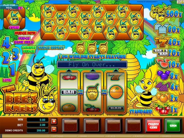  Main Screen Reels at The Bees Knees 3 Reel Mobile Real Slot created by Microgaming
