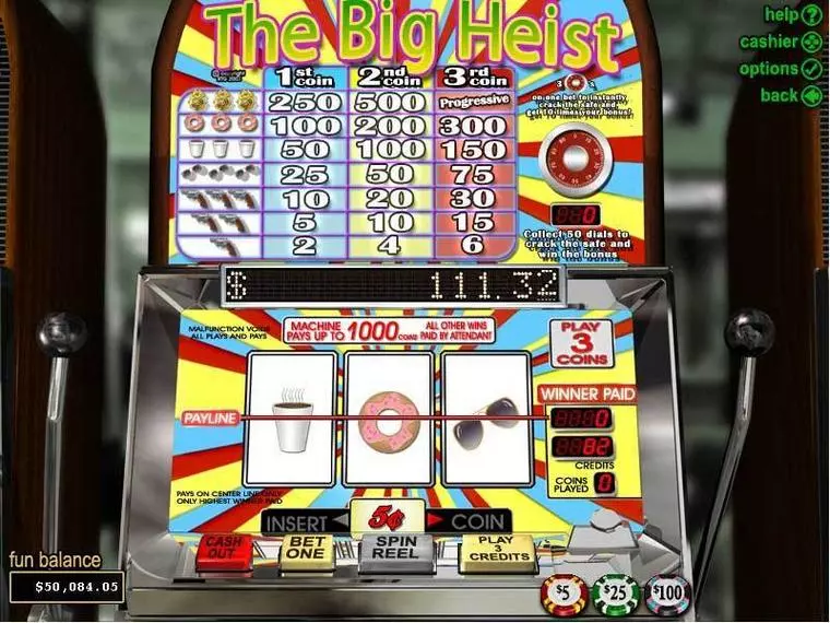  Main Screen Reels at The Big Heist 3 Reel Mobile Real Slot created by RTG