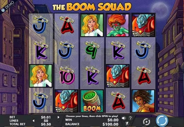  Main Screen Reels at The Boom Squad 5 Reel Mobile Real Slot created by Genesis
