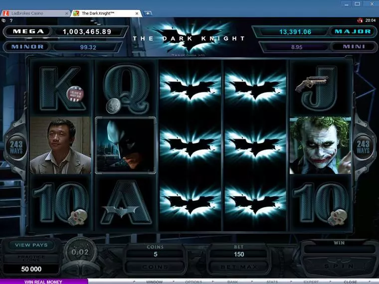  Main Screen Reels at The Dark Knight 5 Reel Mobile Real Slot created by Microgaming