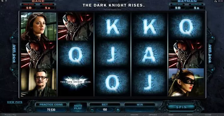  Main Screen Reels at The Dark Knight Rises 5 Reel Mobile Real Slot created by Microgaming