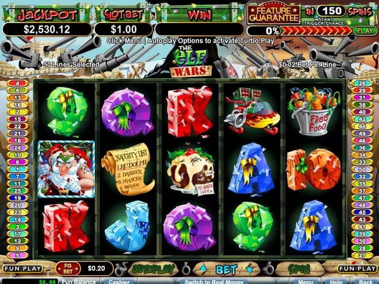  Main Screen Reels at The Elf Wars 5 Reel Mobile Real Slot created by RTG