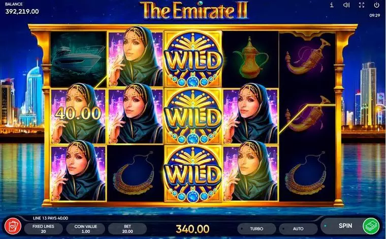  Main Screen Reels at The Emirate II 5 Reel Mobile Real Slot created by Endorphina