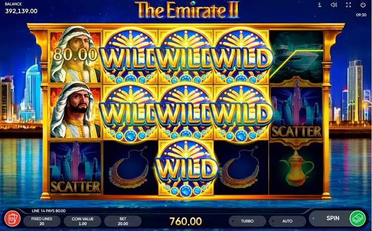  Stacked Wilds Info at The Emirate II 5 Reel Mobile Real Slot created by Endorphina