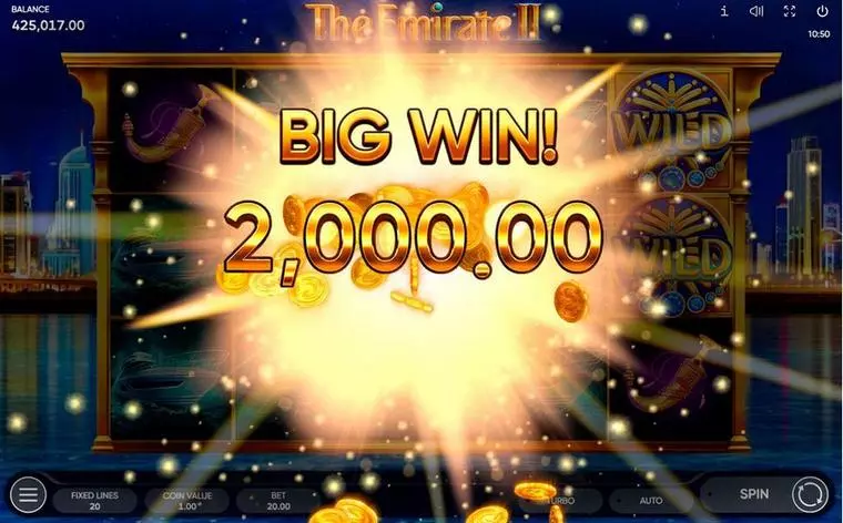  Winning Screenshot at The Emirate II 5 Reel Mobile Real Slot created by Endorphina
