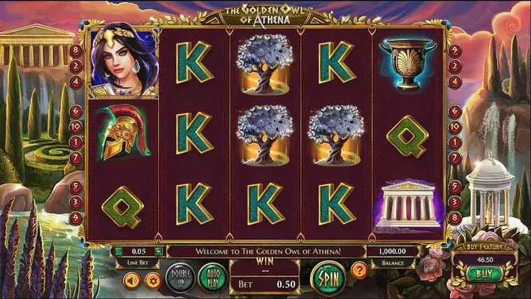  Info and Rules at The Golden Owl of Athena 5 Reel Mobile Real Slot created by BetSoft