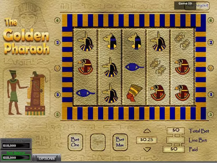  Main Screen Reels at The Golden Pharaoh 5 Reel Mobile Real Slot created by DGS