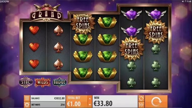  Free Spins Feature at The Grand 6 Reel Mobile Real Slot created by Quickspin