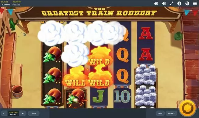  Main Screen Reels at The Greatest Train Robbery 5 Reel Mobile Real Slot created by Red Tiger Gaming