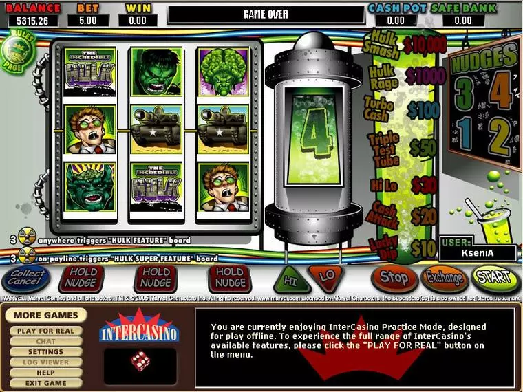  Main Screen Reels at The Hulk 3 Reel Mobile Real Slot created by CryptoLogic