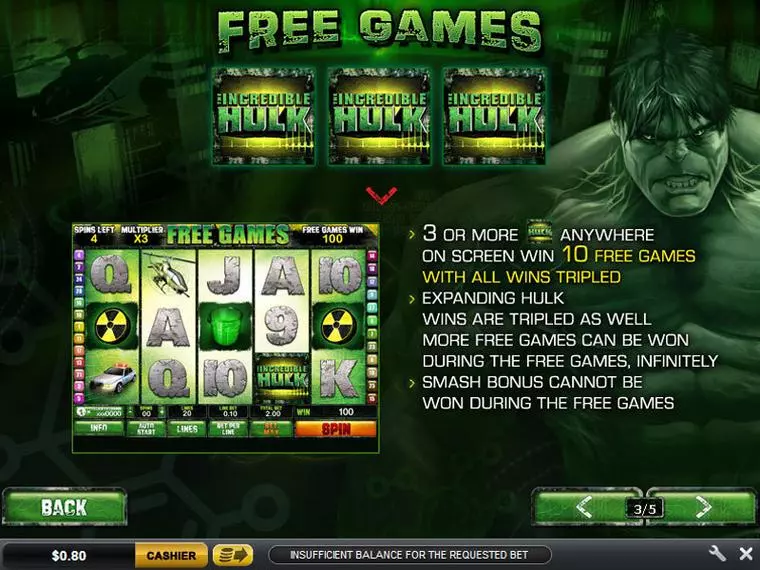  Bonus 2 at The Incredible Hulk 5 Reel Mobile Real Slot created by PlayTech