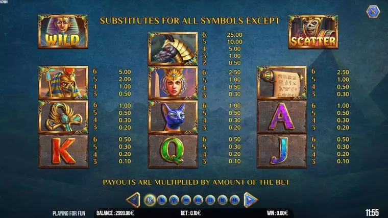  Paytable at The Mummy EPICWAYS 6 Reel Mobile Real Slot created by Fugaso