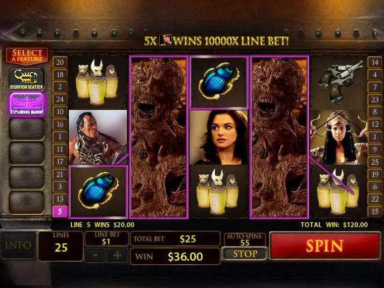  Bonus 3 at The Mummy 5 Reel Mobile Real Slot created by PlayTech