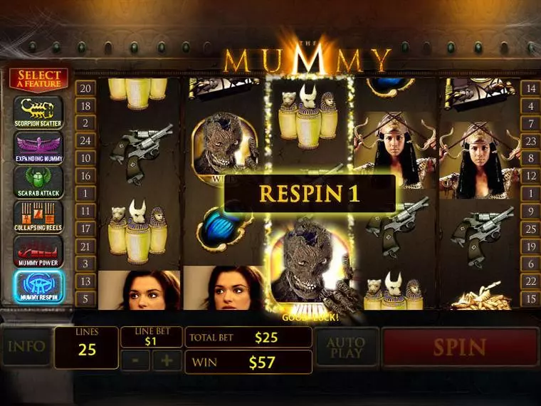  Main Screen Reels at The Mummy 5 Reel Mobile Real Slot created by PlayTech