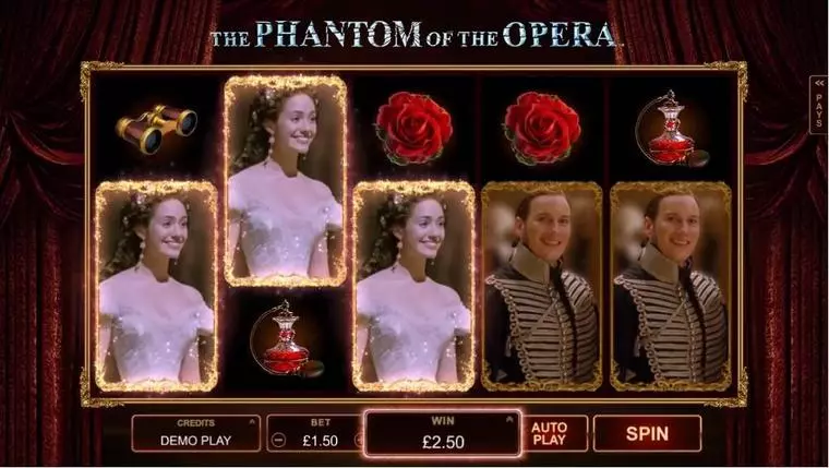 Main Screen Reels at The Phantom of the Opera 5 Reel Mobile Real Slot created by Microgaming