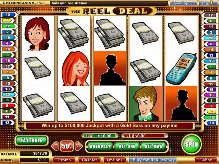 Main Screen Reels at The Reel Deal 5 Reel Mobile Real Slot created by WGS Technology