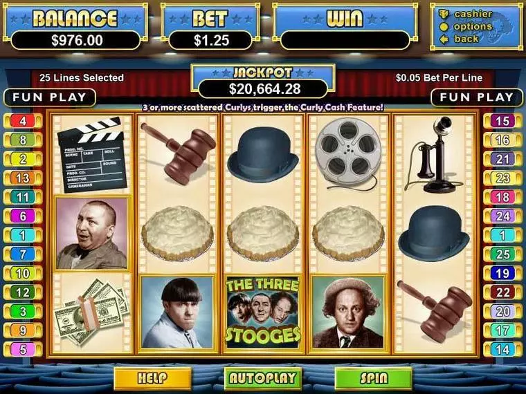  Main Screen Reels at The Three Stooges 5 Reel Mobile Real Slot created by RTG