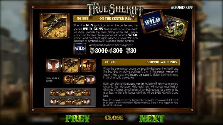  Info and Rules at The True Sheriff 3 Reel Mobile Real Slot created by BetSoft
