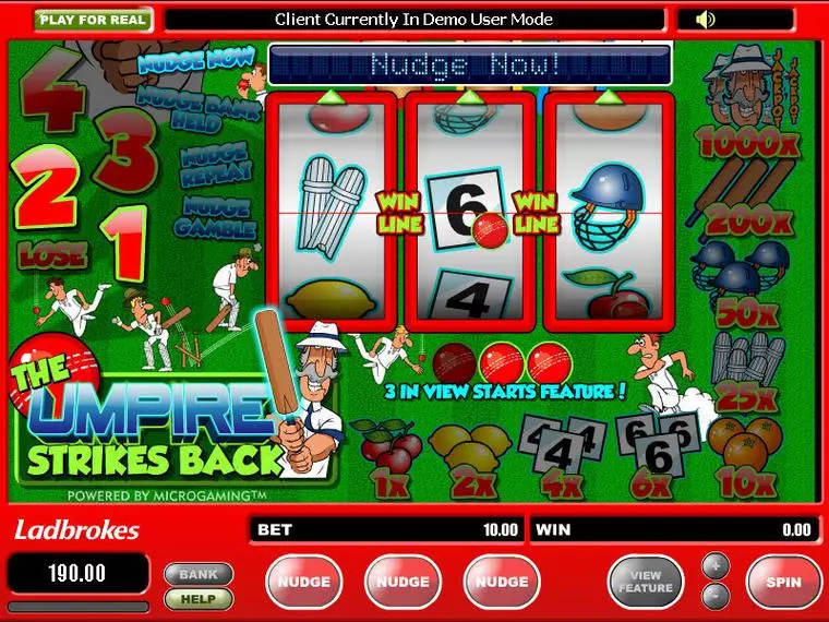  Main Screen Reels at The Umpire Strikes Back 3 Reel Mobile Real Slot created by Microgaming