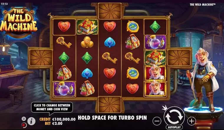  Main Screen Reels at The Wild Machine 5 Reel Mobile Real Slot created by Pragmatic Play