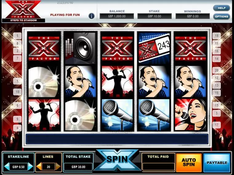  Main Screen Reels at The X Factor 5 Reel Mobile Real Slot created by iGlobal Media