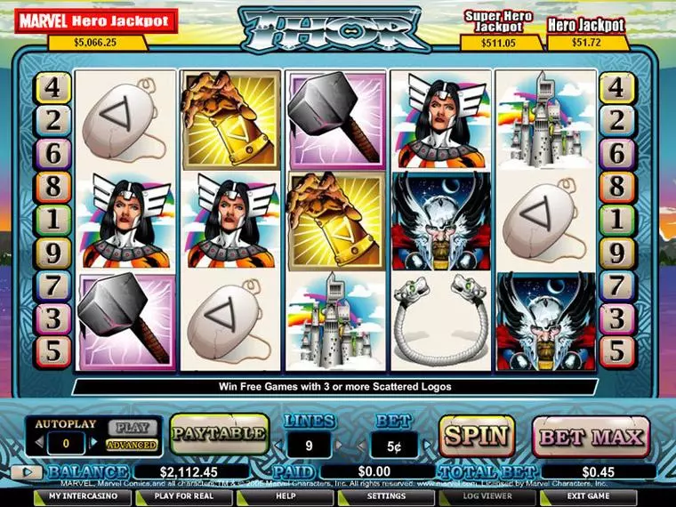  Main Screen Reels at Thor 5 Reel Mobile Real Slot created by CryptoLogic
