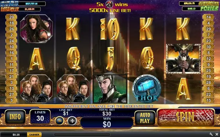  Main Screen Reels at Thor The Mighty Avenger 5 Reel Mobile Real Slot created by PlayTech
