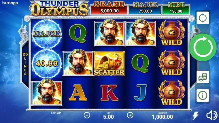  Main Screen Reels at Thunder of Olympus 5 Reel Mobile Real Slot created by Booongo