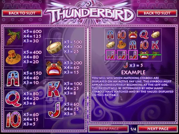  Info and Rules at Thunderbird 5 Reel Mobile Real Slot created by Rival