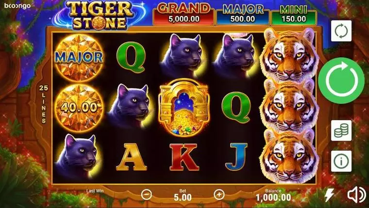  Main Screen Reels at Tiger Stone 5 Reel Mobile Real Slot created by Booongo