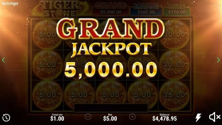  Winning Screenshot at Tiger Stone 5 Reel Mobile Real Slot created by Booongo