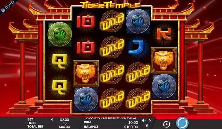  Main Screen Reels at Tiger Temple 5 Reel Mobile Real Slot created by Genesis