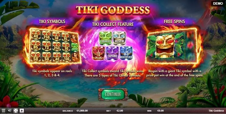  Info and Rules at Tiki Goddess 5 Reel Mobile Real Slot created by Red Rake Gaming
