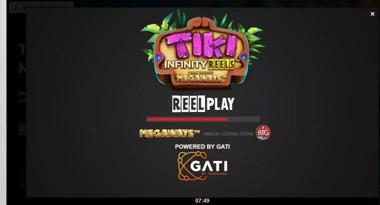  Introduction Screen at Tiki Infinity Reels X Megaways 3 Reel Mobile Real Slot created by ReelPlay