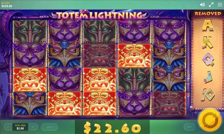  Main Screen Reels at Totem Lightning 5 Reel Mobile Real Slot created by Red Tiger Gaming